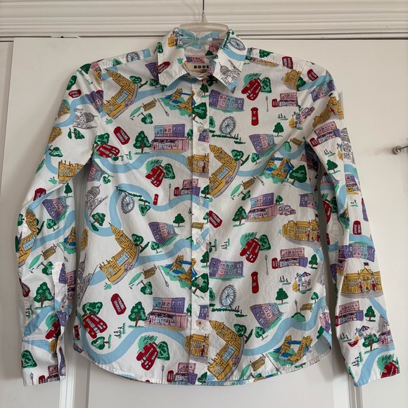 Boden Sienna London Town Ivory Button Down Top 4P - Picture 9 of 11